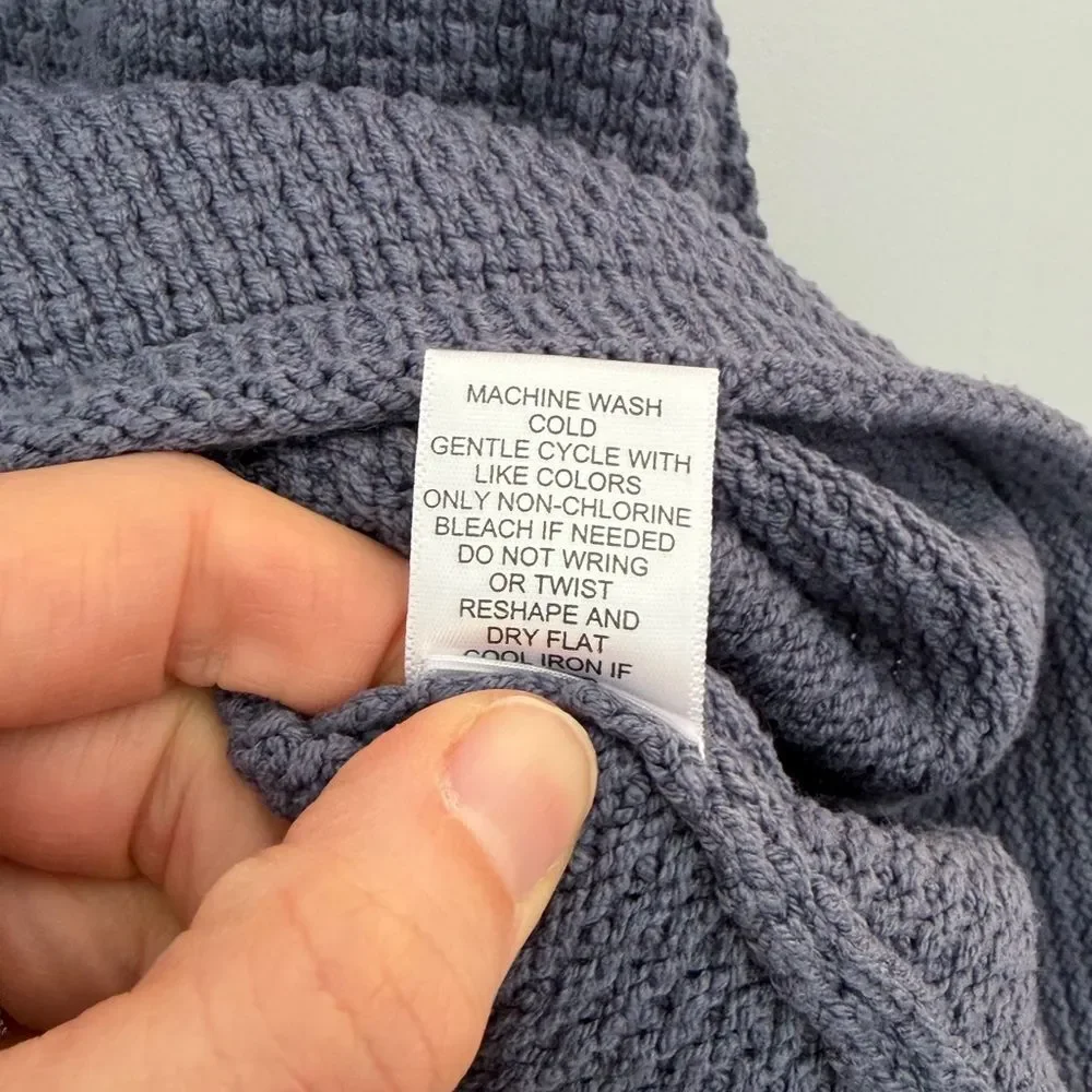 Sincerely Jules Slate Blue Waffle Knit 3/4 button Sweater size large